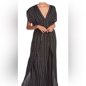 100% Cotton Black Striped Maxi Dress
